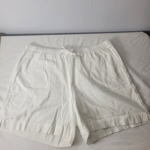 J. Jill Shorts Women Large White 100% Cotton Drawstring Elastic Waist Pockets